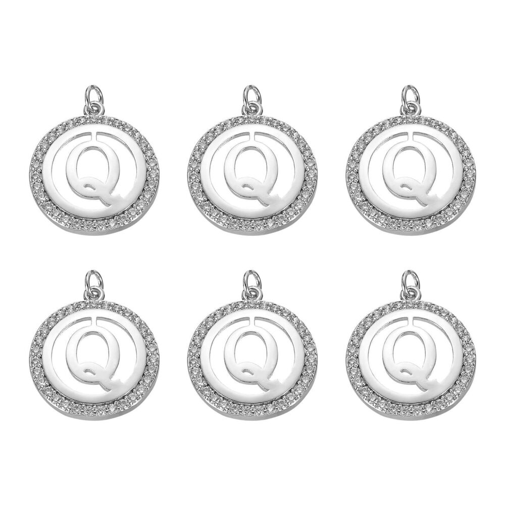 2573 6 Pcs Letter Charm Bulk Initial Charm Round Alphabet Charm Pendant